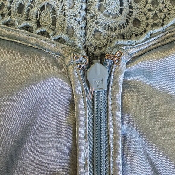 BODEN Carin Crochet Overlay Sheath Dress | US Size 10 | Midi Dress Light Blue - Picture 11 of 14